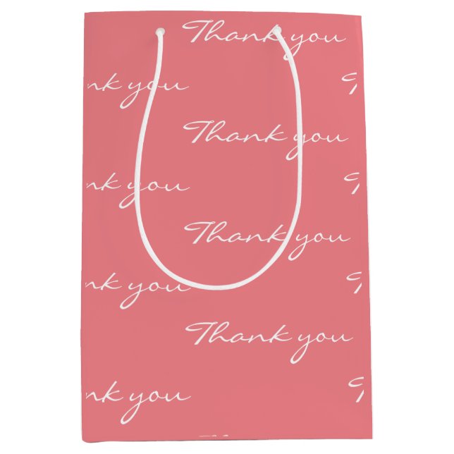 Coral Thank You Medium Gift Bag (Front)