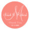 Coral Thank You Wedding Monogram Sticker