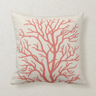 Coral Tree Nautical in Coral Pink Throw Pillow