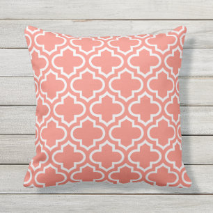 Coral Trellis Pattern Outdoor Pillows