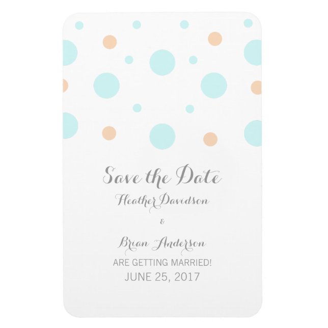 Coral Turquoise Confetti Save the Date Magnet (Vertical)
