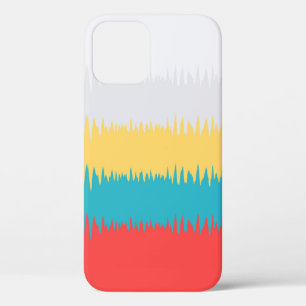 Coral Turquoise Yellow White Frequency Pattern iPhone 12 Case