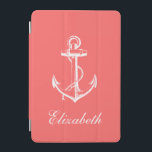 Coral Vintage Anchor Monogram iPad Mini Cover<br><div class="desc">Cute girly trendy chic nautical vintage anchor illustration personalized with your custom monogram name or initials. Click the Customize It button to change monogram fonts and colours to create a unique one of a kind design.</div>