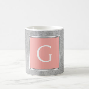 Coral Vintage Damask Monogram Mug