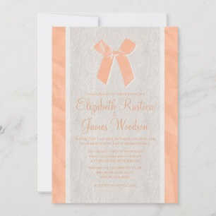 Coral Vintage Linen Burlap Lace Wedding Invitation
