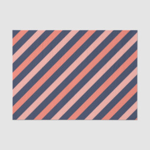 Coral Vintage Stripes Navy Botanical Romantic Tissue Paper