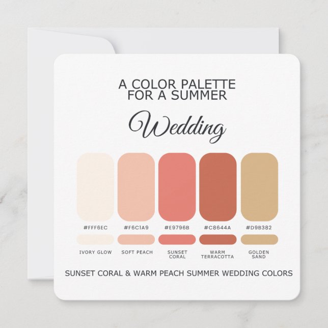 Coral Warm Peach Summer Wedding Palette 2026 Card (Front)