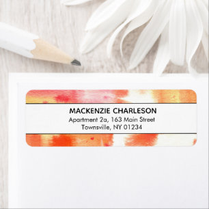 Coral Watercolor Abstract Pastel Address