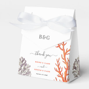 Coral Watercolor Beach Modern Wedding Gift Favor Box