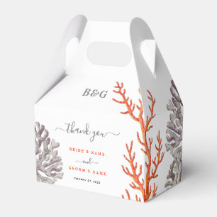 Coral Watercolor Beach Modern Wedding Gift Favor Box