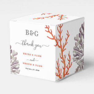 Coral Watercolor Beach Modern Wedding Gift Favor Box