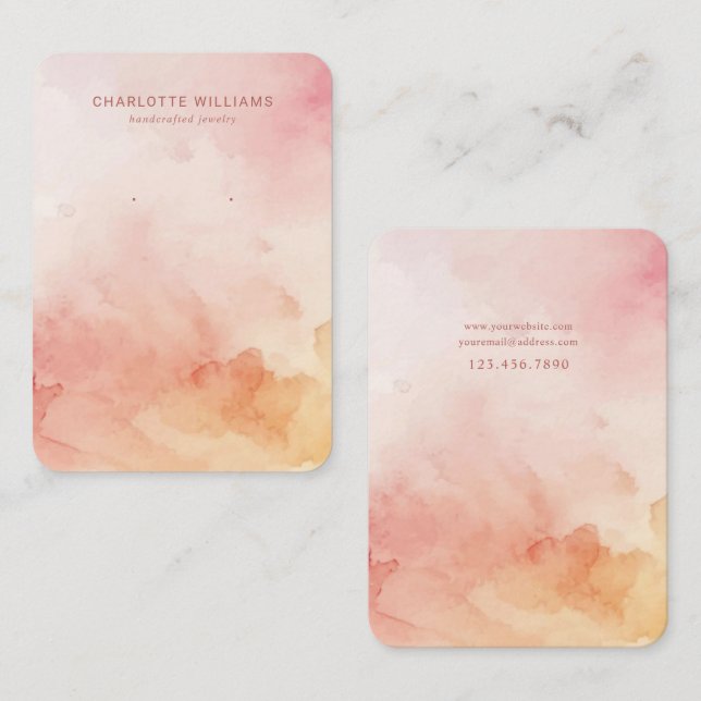Coral Watercolor Custom Jewellery Display Card (Front/Back)