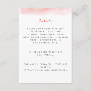 Coral Watercolor Dip Wedding Enclosure Card