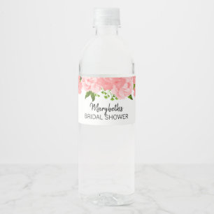 Coral Watercolor Floral Bridal Shower Bottle Label