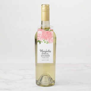 Coral Watercolor Floral Bridal Shower Bottle Tags