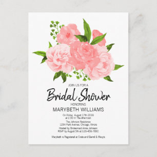 Coral Watercolor Floral Bridal Shower Invitation
