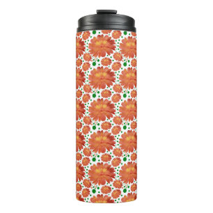 Coral Watercolor Floral Pattern Thermal Tumbler