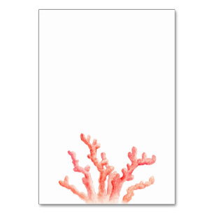 Coral watercolor orange single side art wedding table number