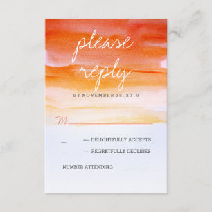 Coral Watercolor Romantic Wedding Reply Cards