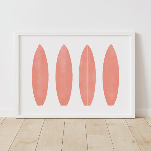 Coral Watercolor Surfboards Beach Nursery Decor