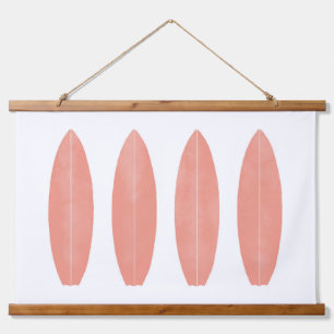 Coral Watercolor Surfboards Beach Nursery Decor Hanging Tapestry