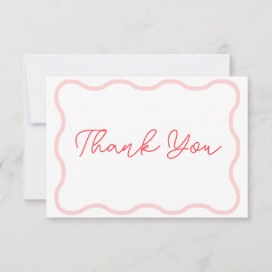 Coral Wavy Retro Wedding Thank You Card