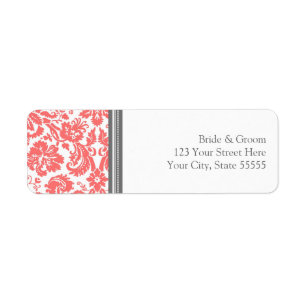 Coral Wedding Custom Return Address Labels