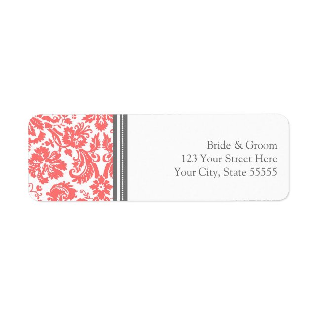 Coral Wedding Custom Return Address Labels (Front)