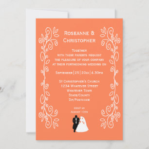 Coral Wedding Invitation Bride Groom Design