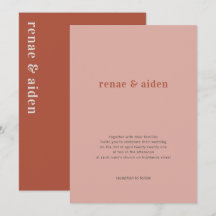 Coral wedding invitation, rust wedding invitation