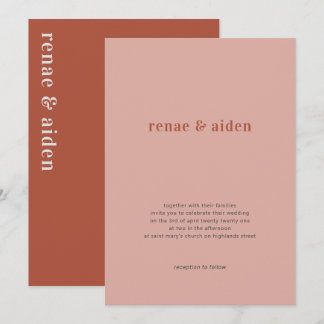 Coral wedding invitation, rust wedding invitation