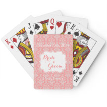 Coral Wedding Party Favour Playing Cards