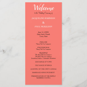 Coral Wedding Program