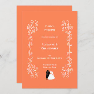 Coral Wedding Program Bride Groom Design