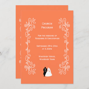 Coral Wedding Program Bride Groom Design