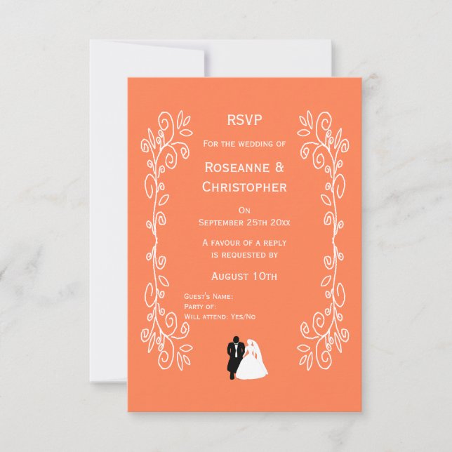 Coral Wedding RSVP Card Bride Conception de la cha (Devant)