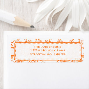 Coral Whimsical Love Bird Swirls Return Address
