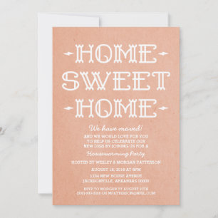 Coral Whimsical Sweet Home Housewarming Party Invitation