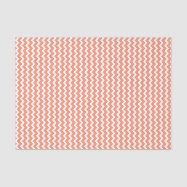 Coral White Chevron Pattern Tissue Paper (Front)