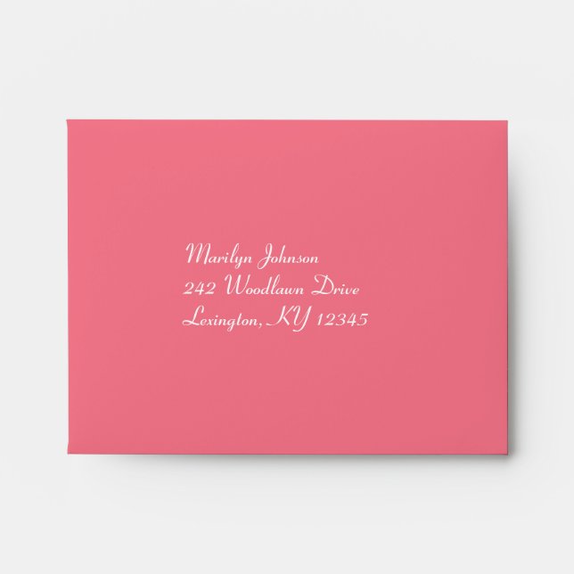 Coral, White, Grey Floral Linen A2 Envelope (Front)
