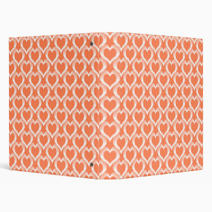Coral White Hearts Pattern Binder