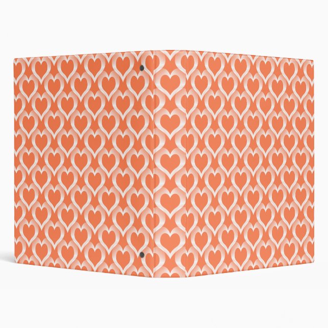 Coral White Hearts Pattern Binder (Background)