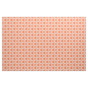Coral White Hearts Pattern Fabric