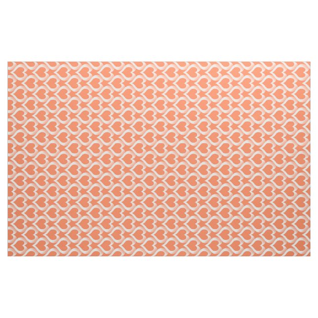 Coral White Hearts Pattern Fabric (Fat Quarter)