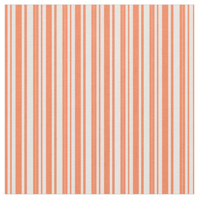 Coral & White Lines Fabric (Close Up)