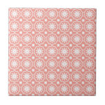 Coral white modern geometric floral pattern tile<br><div class="desc">Coral white modern geometric floral pattern ceramic tile</div>