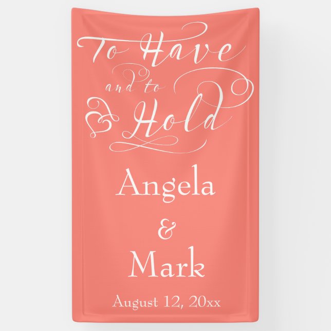 Coral White Personalized Wedding Banner (Vertical)