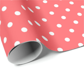 Coral | White Polka Dot Wrapping Paper