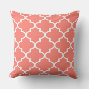 Coral White Quatrefoil Lattice Pillow