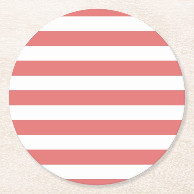 Coral/White stripes coaster set (Front)